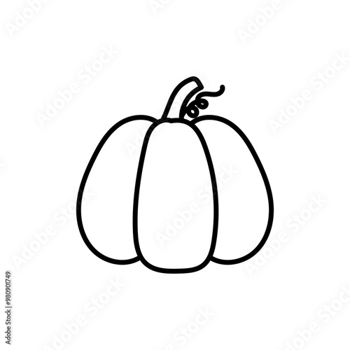 Pumpkin outline for fall or halloween season,Autumn doodle