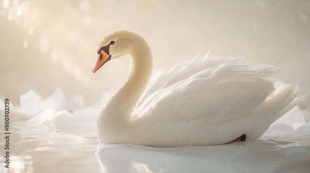 Fototapeta premium swan isolated on paper background