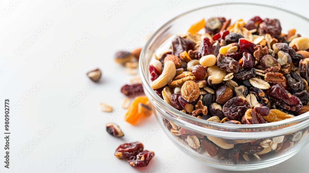 A bowl of mixed nuts and dried fruit A bowl of mixed nuts and dried fruit