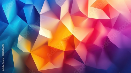 Abstract multi colored geometric triangular design in low poly style with a gradient backdrop Polygonal vector illustration