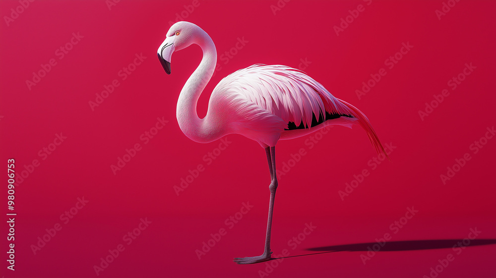 Fototapeta premium Stylized Flamingo on Red Background