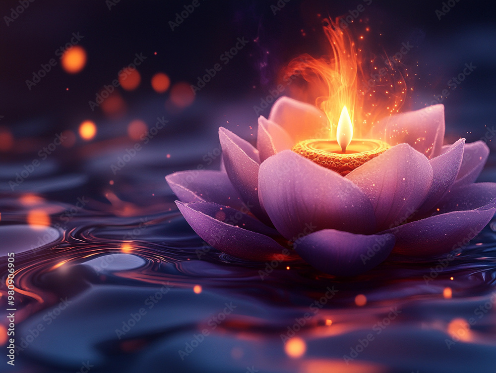 Lotus Candle Serenity: Tranquil Reflections on Water Lotus Candle Serenity: Tranquil Reflections on Water