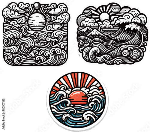 Waves sticker vector