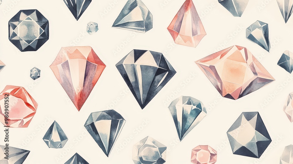 elegant gem pattern design for textiles or wallpaper.