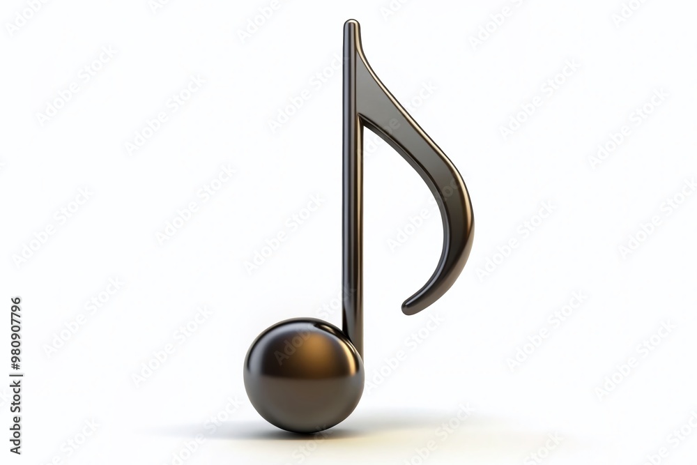 Isolated music note icon on a white background, eighth note symbol featuring a stem and fermata, representing melody, Isolated music note icon on a white background, eighth note symbol featuring a stem and fermata, representing melody,