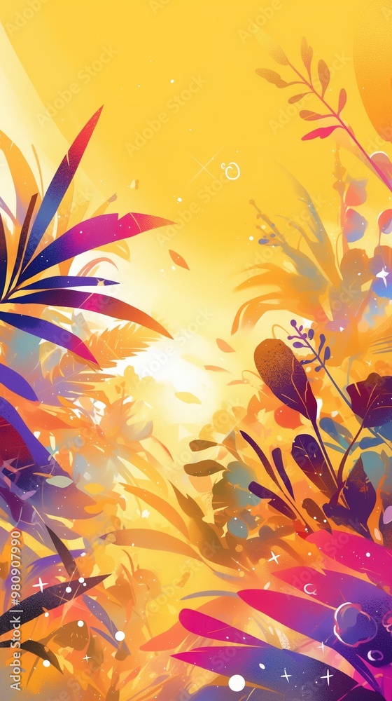 Autumn leaves, branches and sparkle drops after rain on  orange background with copy space. 