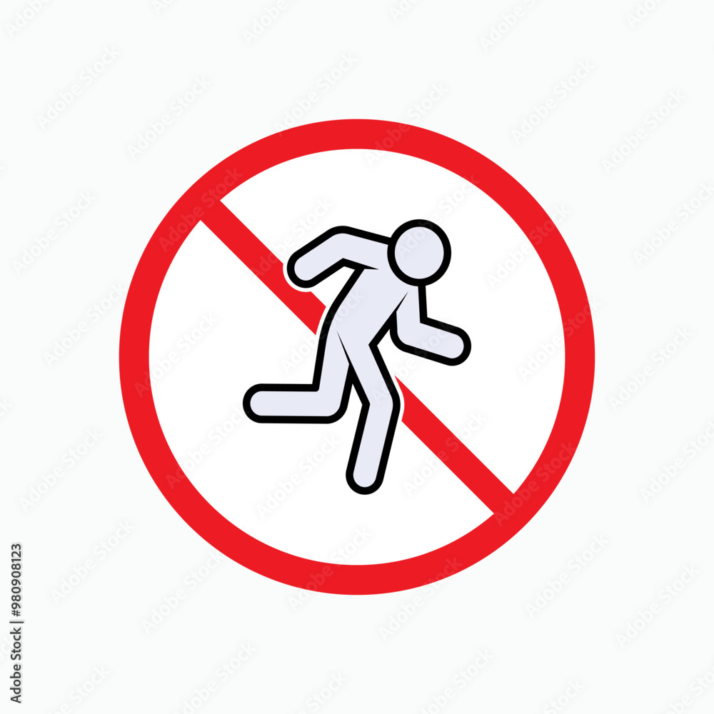 No Walk. Do Not Trespassing Icon. Restricted Area, Slippery Floor Symbol - Vector. No Walk. Do Not Trespassing Icon. Restricted Area, Slippery Floor Symbol - Vector.