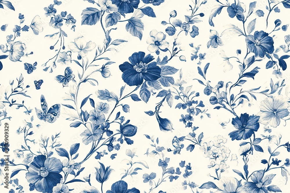 Elegant blue floral pattern with intricate design for decorative projects. Elegant blue floral pattern with intricate design for decorative projects.