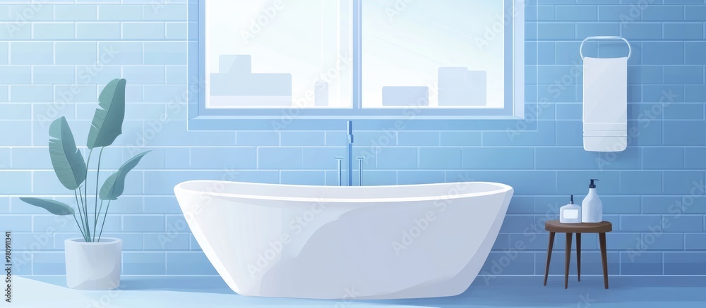 Elegant Bathroom Interior Featuring A Contemporary Bathtub Elegant Bathroom Interior Featuring A Contemporary Bathtub