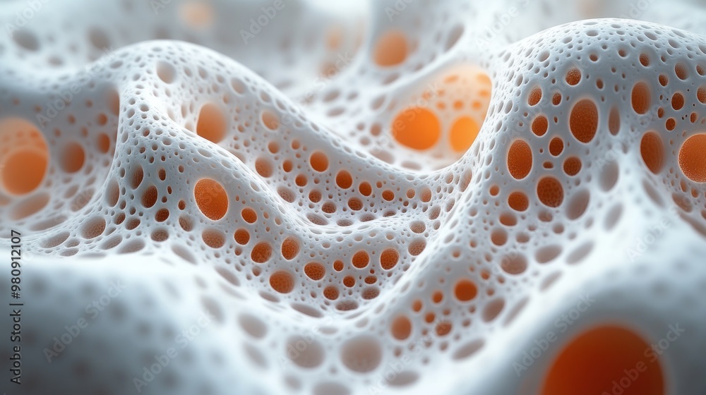 Abstract texture with porous, wavy patterns and orange highlights. Abstract texture with porous, wavy patterns and orange highlights.