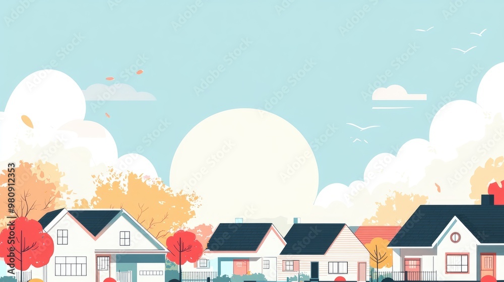 Sunny Day In A Suburban Neighborhood With A Safe Community And Family Amenities Sunny Day In A Suburban Neighborhood With A Safe Community And Family Amenities