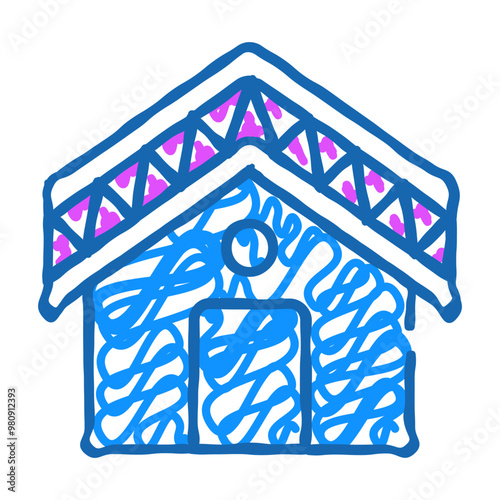 building roof waterproof doodle icon sketch vector. building roof waterproof sign. isolated symbol illustration photo