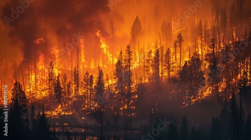 The destructive power of wildfire is evident in its ability to rapidly spread across landscapes.