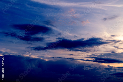 Beautiful sunset cloudy blue sky