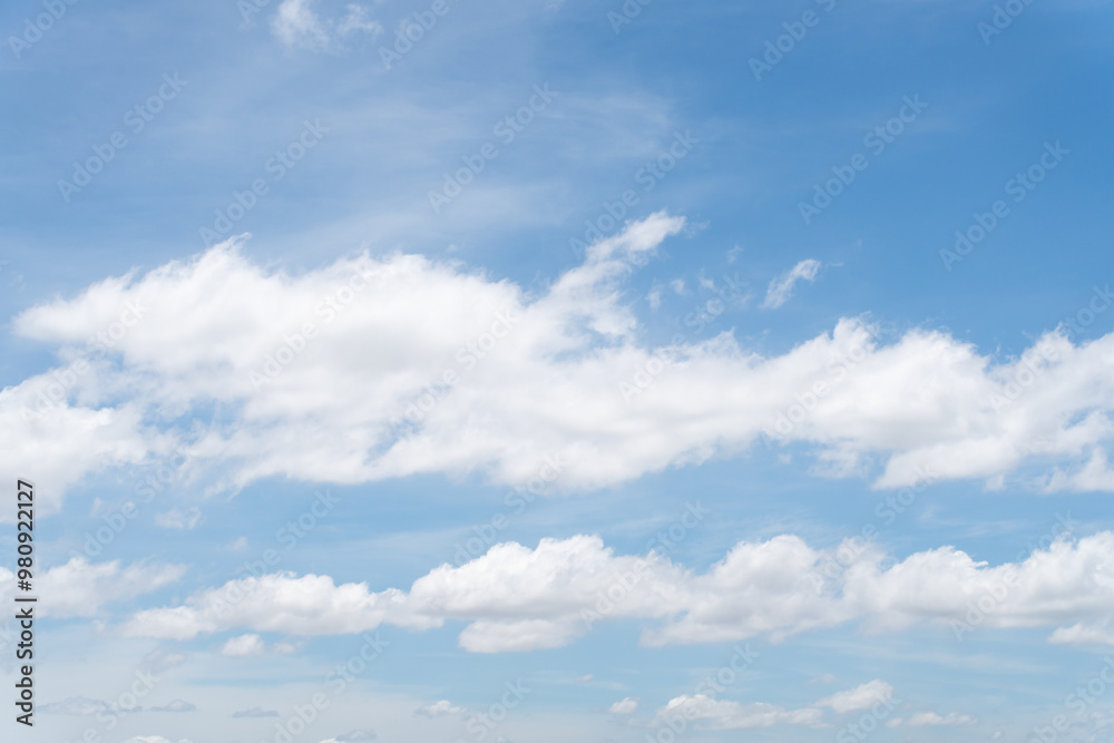 Clear blue color sky with white cloud background