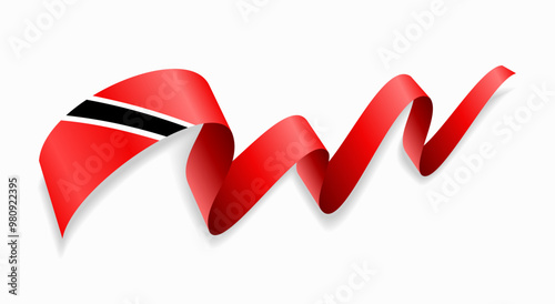 Trinidad and Tobago flag wavy abstract background. Vector illustration.