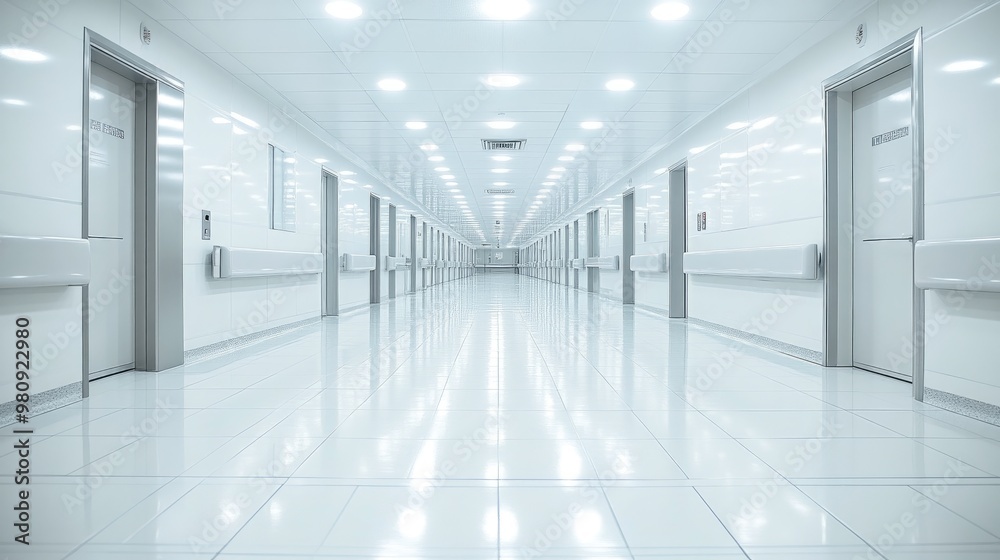 Efficiently Designed Hospital Corridor with Clean Aesthetic Efficiently Designed Hospital Corridor with Clean Aesthetic