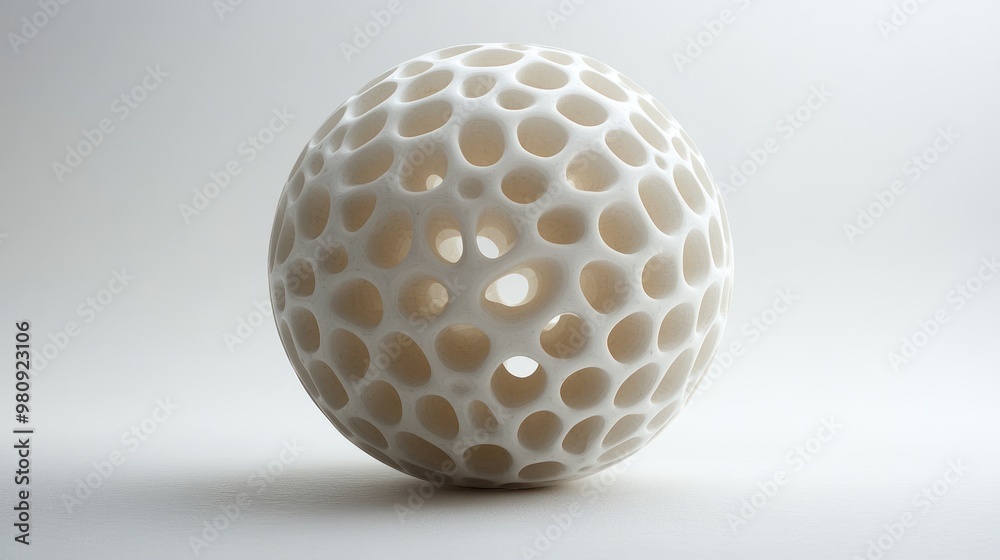 A spherical object with hollow patterns, showcasing design and structure. A spherical object with hollow patterns, showcasing design and structure.