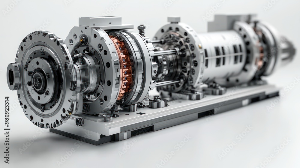 Detailed view of a mechanical component for industrial applications. Detailed view of a mechanical component for industrial applications.