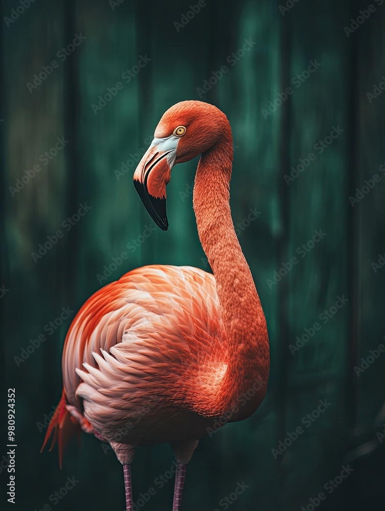 Obraz premium flamingo isolated on wooden background