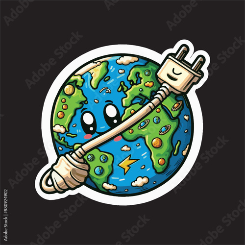 Vector illustration of the earth carrying out a reforestation movement