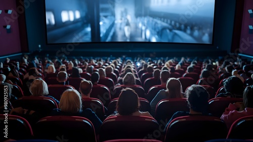  Audience watching movie in cinema photo