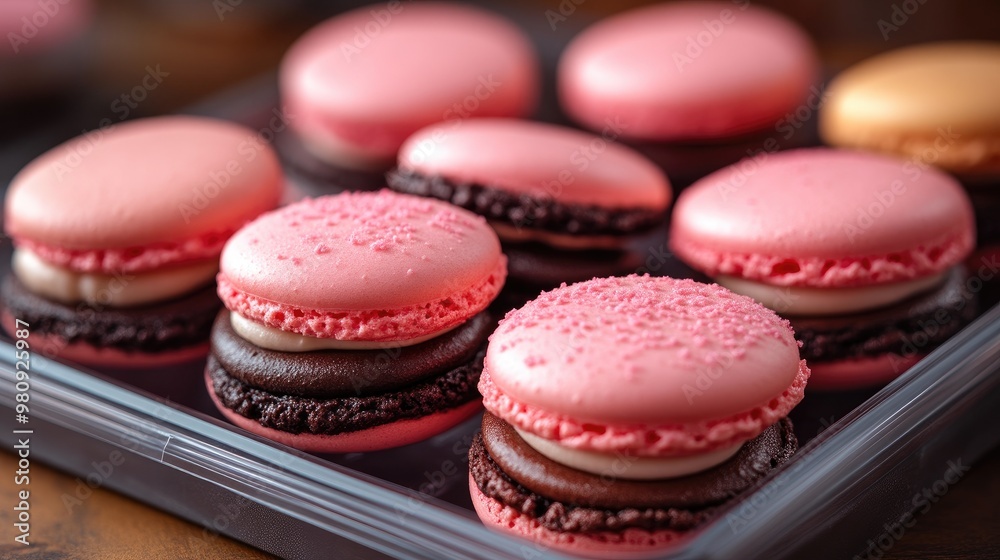 Bright Macaroons in Clear Pink Wrapping Bright Macaroons in Clear Pink Wrapping