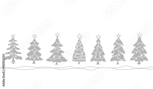 Various christmass trees. Silhouettes of Various Christmas Trees Icons