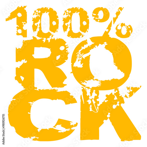 100 % Percent Rock Heavy Metal Music Text Logo Design Lover Art Vector Illustration Card T-Shirt Poster Sticker Graphic Print Decorative Drawing Isolated Logo Decoration Symbol Creative Cool Style
