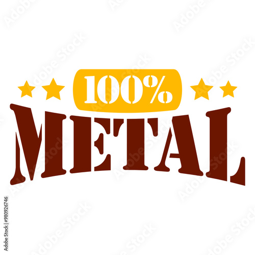 100 % Percent Rock Heavy Metal Music Text Logo Design Lover Art Vector Illustration Card T-Shirt Poster Sticker Graphic Print Decorative Drawing Isolated Logo Decoration Symbol Creative Cool Style
