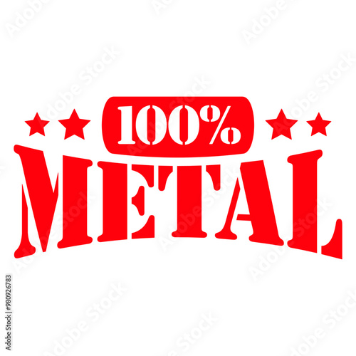 100 % Percent Rock Heavy Metal Music Text Logo Design Lover Art Vector Illustration Card T-Shirt Poster Sticker Graphic Print Decorative Drawing Isolated Logo Decoration Symbol Creative Cool Style
