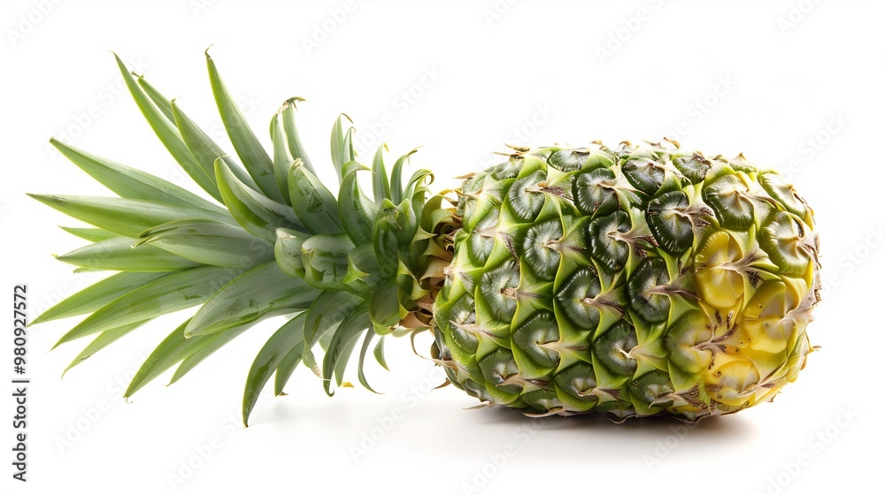 Freshly Picked Pineapple with Green Leaves Freshly Picked Pineapple with Green Leaves