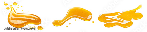 Spilled honey on white background