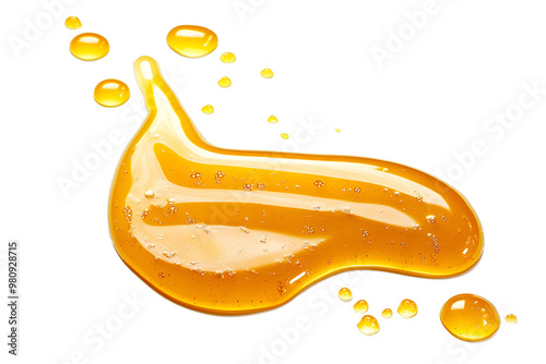Spilled honey on white background