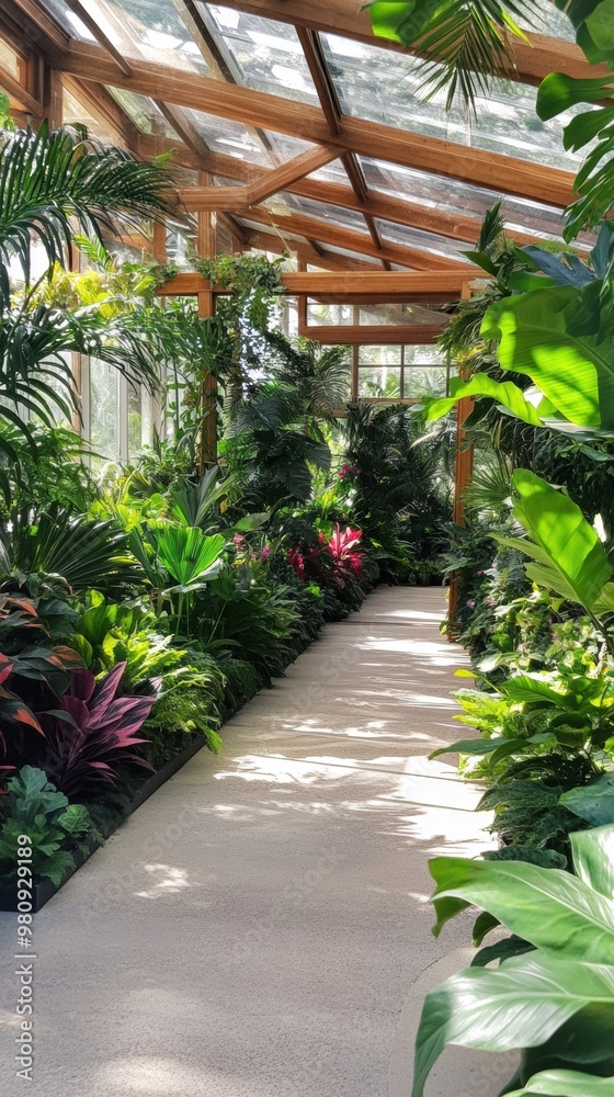 A display of exotic flora at a tropical greenhouse A display of exotic flora at a tropical greenhouse