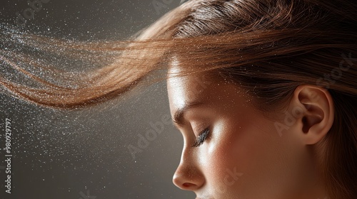 Using a hair straightener with a heat protectant spray helps to prevent heat damage and maintain hair health photo