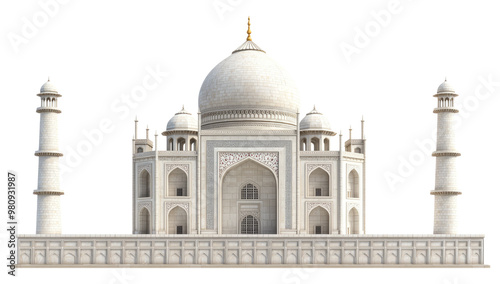 Taj mahal agra country isolated on white