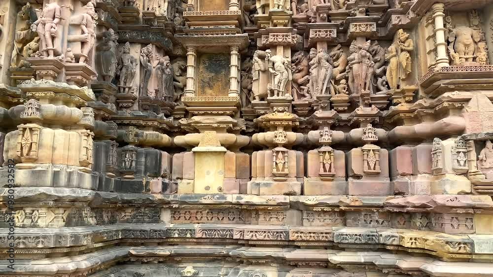 Sculptures on the wall of vamana temple in Khajuraho, Madhya Pradesh, India.Unesco world heritage site. Sculptures on the wall of vamana temple in Khajuraho, Madhya Pradesh, India.Unesco world heritage site.