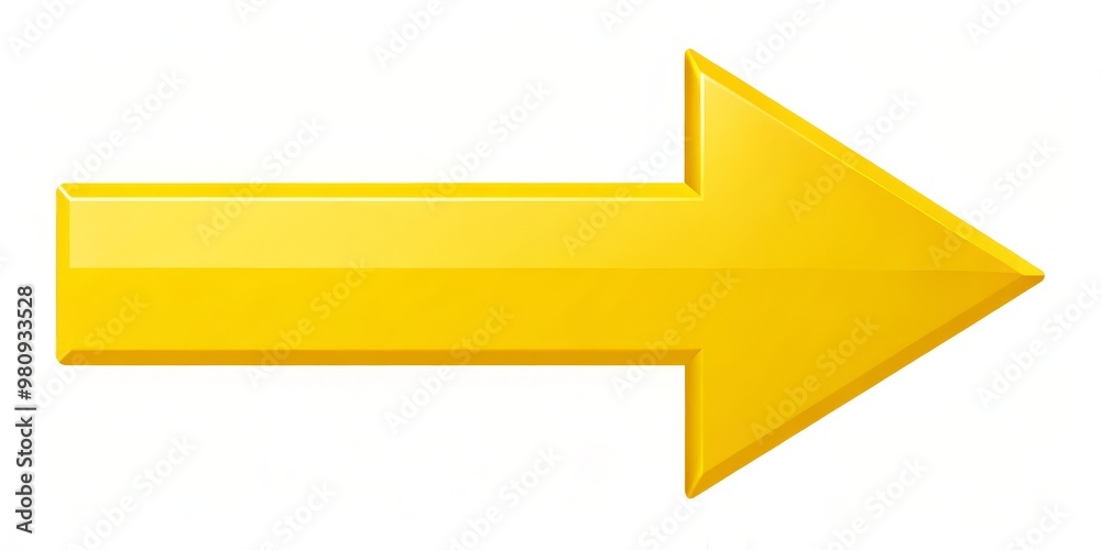 Attention-grabbing yellow arrow on transparent backdrop, dynamically illustrating movement or direction with its fluid Attention-grabbing yellow arrow on transparent backdrop, dynamically illustrating movement or direction with its fluid