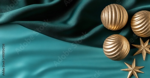 This image shows a round banner and snowflakes falling over it with copy space and icons