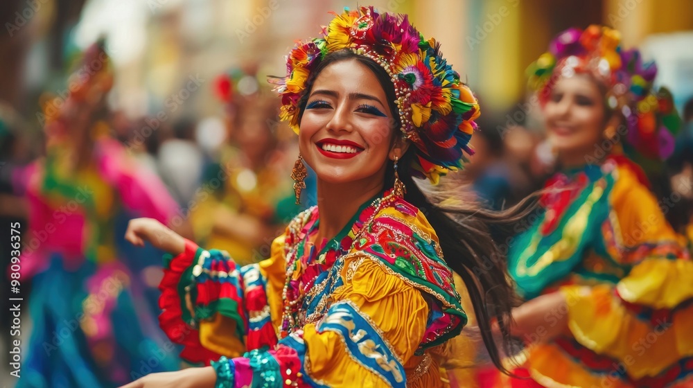 Fototapeta premium Vibrant and Joyful Cultural Festival in South America
