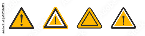 Set of triangle caution icons. Caution sign