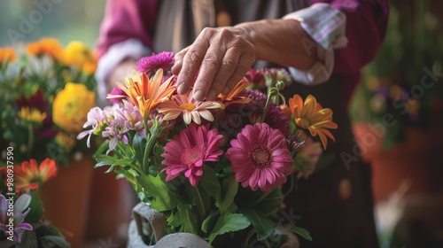 The practice of growing cut flowers involves selecting, harvesting, and arranging blooms for floral displays.