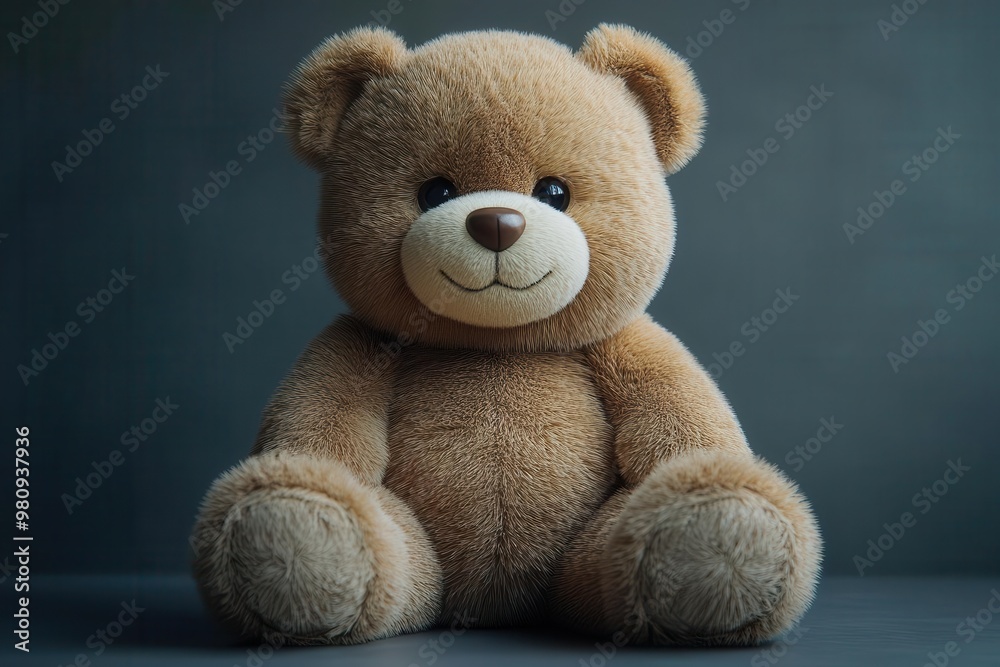 photorealistic 3d render of a classic teddy bear with rich brown fur soft studio lighting accentuates texture and creates gentle shadows evoking nostalgia and warmth