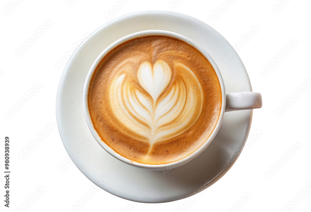 Cup of coffee with latte art isolated with transparent background. Cup of coffee with latte art isolated with transparent background.
