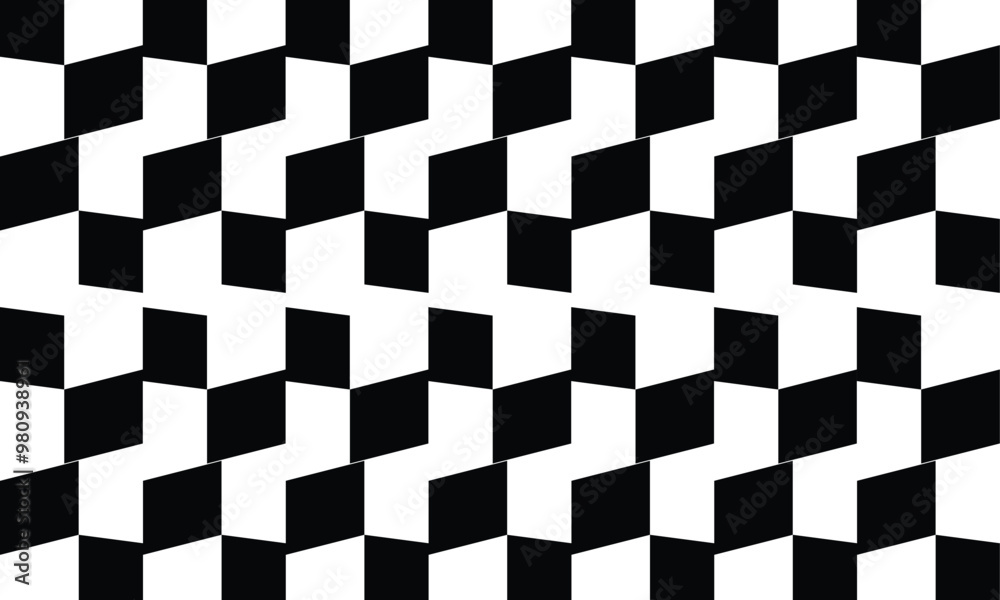 Fototapeta premium Black and white checkered pattern . Chess pattern . Black and white square background . Checkered wallpaper . Vector illustration