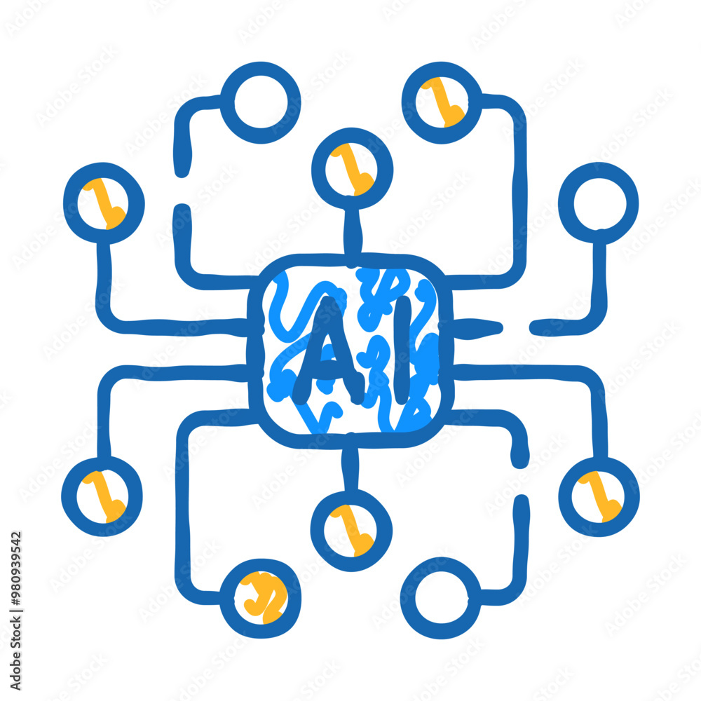 artificial intelligence ai scheme doodle icon sketch vector. artificial intelligence ai scheme sign. isolated symbol illustration artificial intelligence ai scheme doodle icon sketch vector. artificial intelligence ai scheme sign. isolated symbol illustration