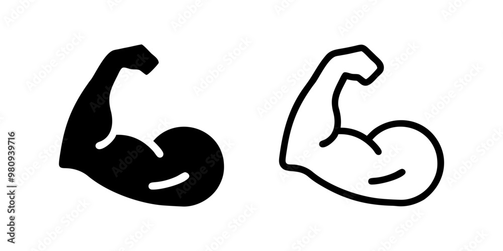 Strong muscles icon set on white background Strong muscles icon set on white background