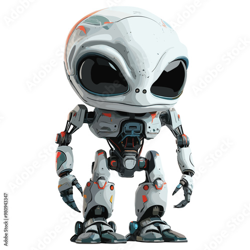 Vector illustration of a scary looking alien robot