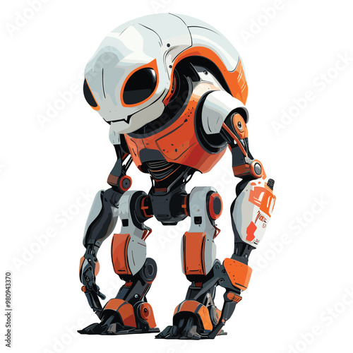 Vector illustration of a scary looking alien robot